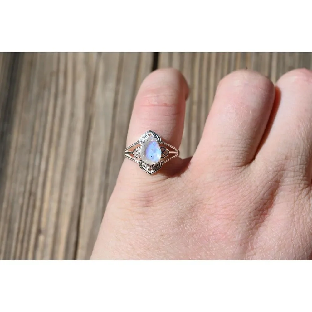 Engagement ring Moonstone sterling silver ring American made